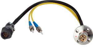 Camplex LEMO FXW to Dual ST & 8-Pin RG Inline Fiber Breakout Cable 6 Inch