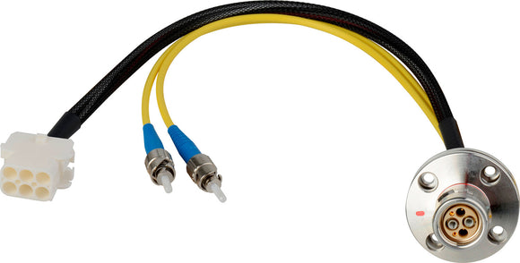 Camplex LEMO FXW to Dual ST & 6-Pin RG Chassis Fiber Breakout Cable 12 Inch