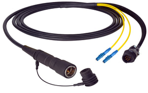 Camplex LEMO PUW to Duplex LC & 8-Pin RG In-Line Fiber Breakout 6 Foot