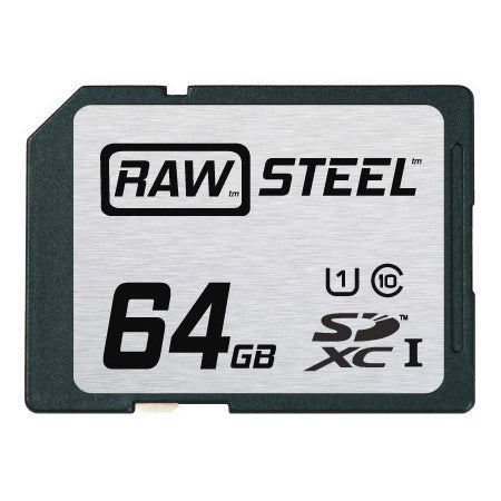 Hoodman RAWSDXC64GBU1 Raw Steel Class 10 SDHC Card - 64GB