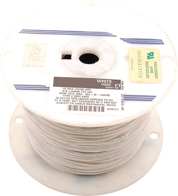 NTE Electronics 16 AWG 300V Stranded Hook-Up Wire 100FT White