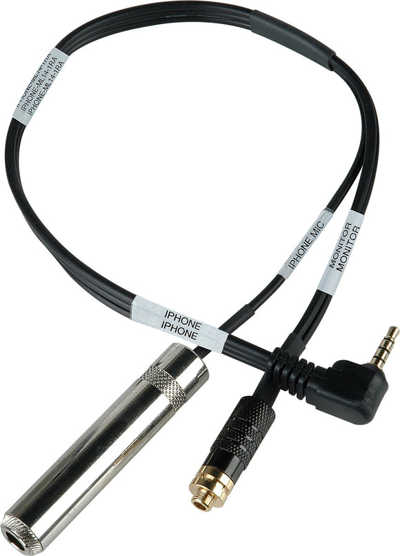 Sescom iPhone/iPod/iPad RA TRRS to 1/4-Inch Guitar Level w/Headphone Jack