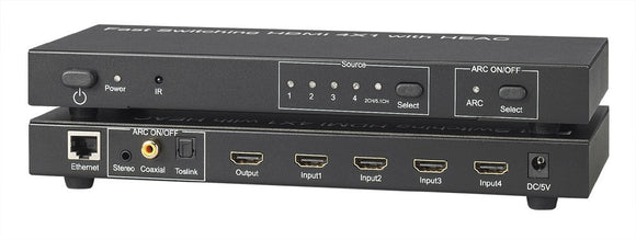 KanexPro HDHEACSW4 High Speed 4x1 HDMI Switcher with HEAC