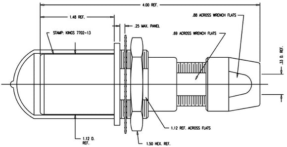 Kings 7702-13 Tri-Loc Jack Bulkhead Connector