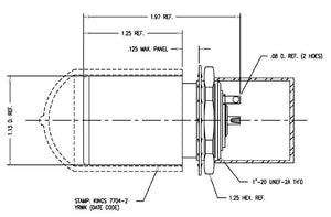 Kings 7704-2 Bulkhead Chassis Mount Solder Female Receptacle 1in D-hole