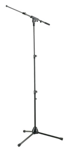 K&M 25200-500-55 Three Piece Telescoping Shaft Mic Stand with Boom Arm- Black