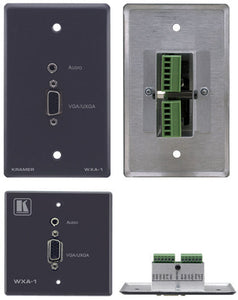 Kramer WXA-1 Passive Wall Plate 15-pin HD & 3.5mm Stereo Audio (Gray)