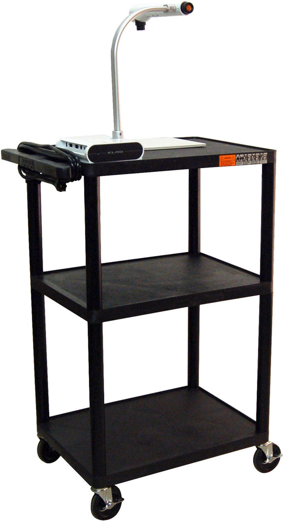 Luxor LP42E-B Plastic AV Cart / Presentation Table with Electric 42Hx24W