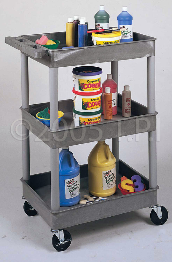 Luxor STC221G Three Shelf Tub Cart 18x24 Gray