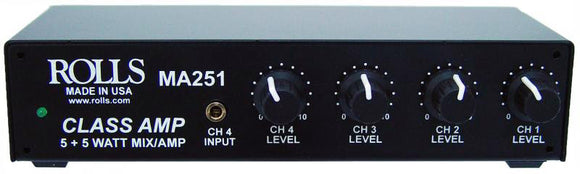 Rolls MA251 5-Watt Class D Stereo Amplifier and 4-Channel Mixer