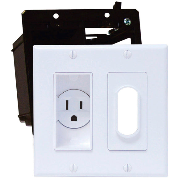 Midlite Double-Gang Decor Recessed Receptacle HDTV Plate Kit Ivory