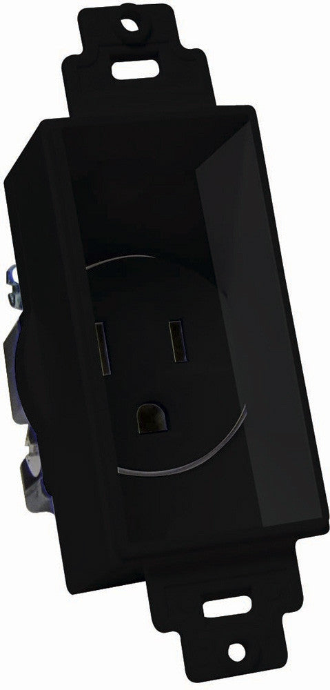 Midlite Single-Gang Decor Recessed AC Receptacle Black