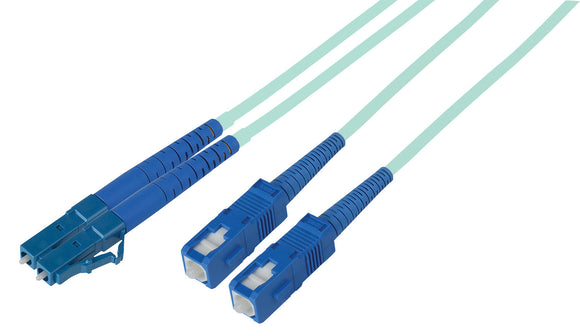 1-Meter 50/125 Fiber Optic Patch Cable Multimode Duplex LC to SC - 10-Gig Aqua