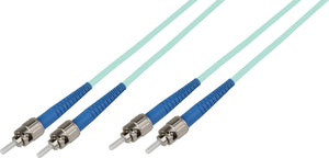 5-Meter 50/125 Fiber Optic Patch Cable Multimode Duplex ST to ST - 10-Gig Aqua