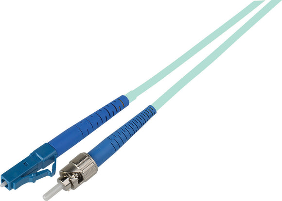 1-Meter 50/125 Fiber Optic Patch Cable Multimode Simplex ST to LC - 10-Gig Aqua