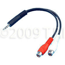 TecNec MS-2PF Stereo 3.5mm Mini Male to 2 RCA Female Y-Cable 6 Inch