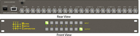 Matrix Switch MSC-HD88L 3G/HD/SD-SDI 8x8 Compact Routing Switcher -Button Ctrl