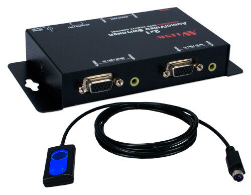 2x1 250MHz VGA Video/Audio Share Switch with Remote Control Cable