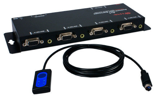 4x1 250MHz VGA Video/Audio Share Switch with Remote Control Cable