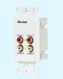 MuxLab 500033-WP-US Quad Audio Wallplate Balun - US