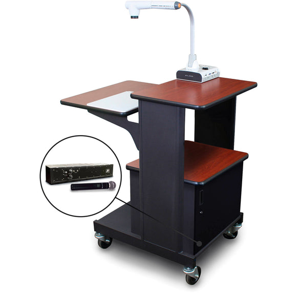 Marvel MVPSA2432CHDT-H Benchmark Cart with Acrylic Door and Hand Microphone - Cherry