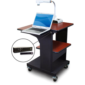 Marvel MVPSE2432CHDT-LH Benchmark Cart with Laptop Shelf & Hand Microphone - Cherry