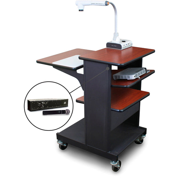 Marvel MVPSE2432CHDT-TH Benchmark Cart with Tilting Shelf & Hand Microphone - Cherry