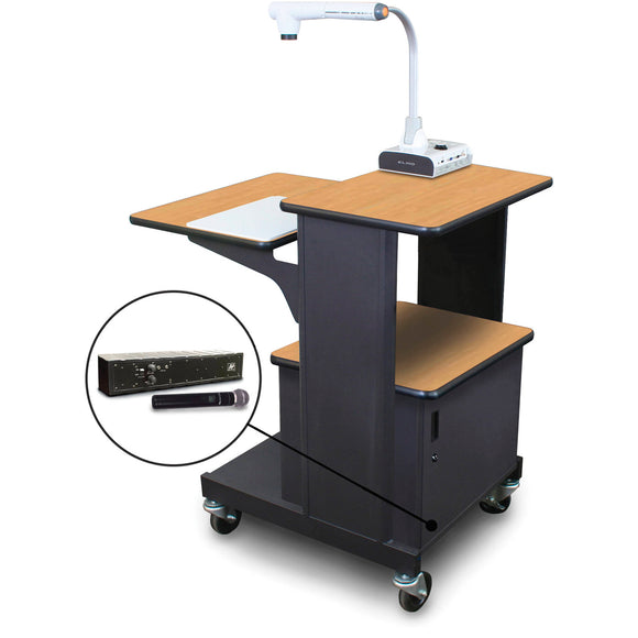 Marvel MVPSM2432OKDT-H Benchmark Cart with Metal Door and Hand Microphone - Oak