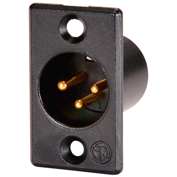 Neutrik NC3MP-B Male 3-Pin XLR Chassis Mount Black Shell/Gold Contacts