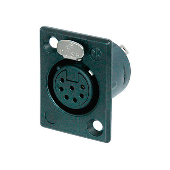 Neutrik NC7FP-B-1 7 Pin Female XLR Panel Receptacle - Black/Gold