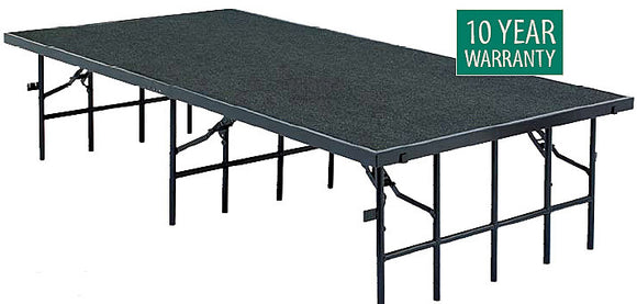 National Public Seating S488C Portable Stage with Carpet 48Wx96Lx8H - Grey