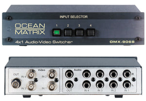 Ocean Matrix OMX-9068 4x1 Video Stereo Audio Passive Switcher