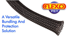 Techflex Flexo PET 1/4"-3/4" Expandable Tubing Black 500 Foot Roll