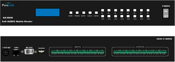 PureLink AX-8800 8x8 Balanced/Unbalanced Audio Matrix Router