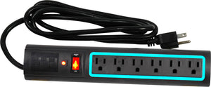 Power Play PP-56386D-BB 6 Outlet Kool Lite Surge Protector 3200 Joule