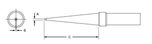 Weller PTK8 .046in x 1.0in x 800 Degrees PT Series Long Screwdriver Tip for TC201 Series Iron