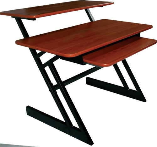 Quik Lok AMS-Z-250 BKCY Triple Shelf Workstation with Cherry Wood Tops and Shelf