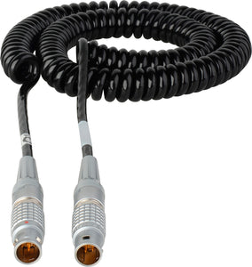 Red One Coiled 12V DC Power Cable - Lemo 2B 6-Pin Male to Male - 2 to 5 Ft.