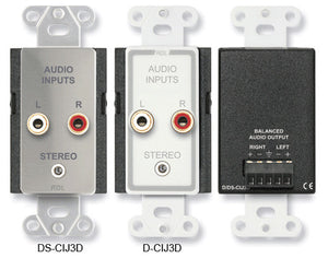 RDL D-CIJ3D Consumer Input Jacks - Stereo - White/Gray