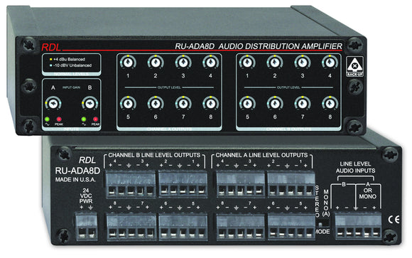 RDL RU-ADA8D 8-Channel Stereo Audio Distribution Amplifier