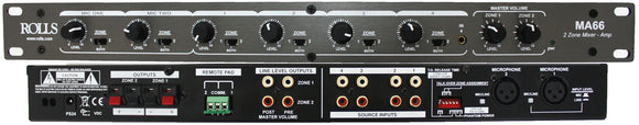 Rolls MA66 Two Zone Mixer/Amplifier 20W/per Zone