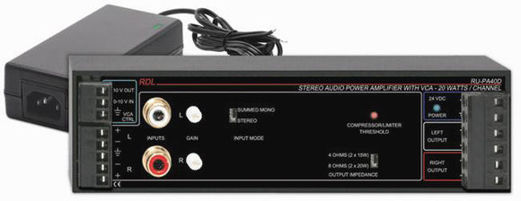 RDL RU-PA40D 40W Stereo Audio PowerA with VCA & Power Supply