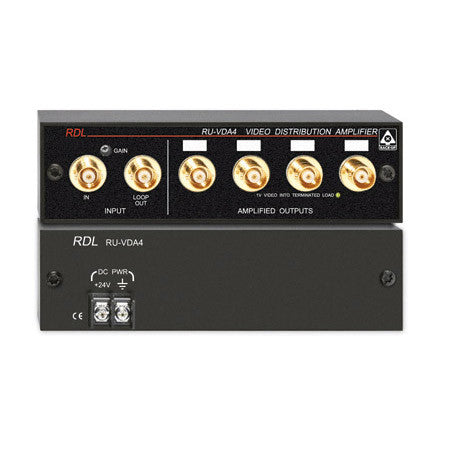 RDL RU-VDA4 NTSC/PAL Video Distribution Amplifier - 1x4 - BNC