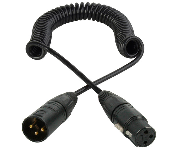 TecNec XLR Female Right Angle to XLR Male Coiled ENG Microphone Cable