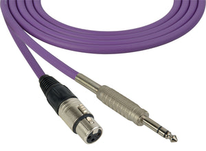 Canare Star-Quad Cable XLR Female to 1/4-Inch TRS Male 1.5 Foot - Purple