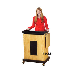 Oklahoma Sound Smart Cart Lectern with 25W Amplifier Light Oak