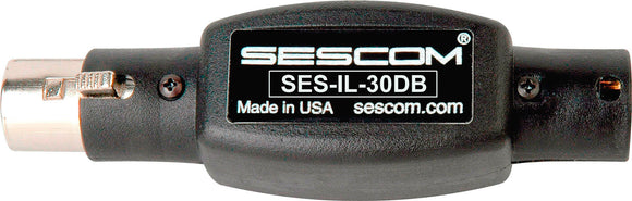 Sescom SES-IL-30DB XLR Male to XLR Female In Line Attenuator - 30db