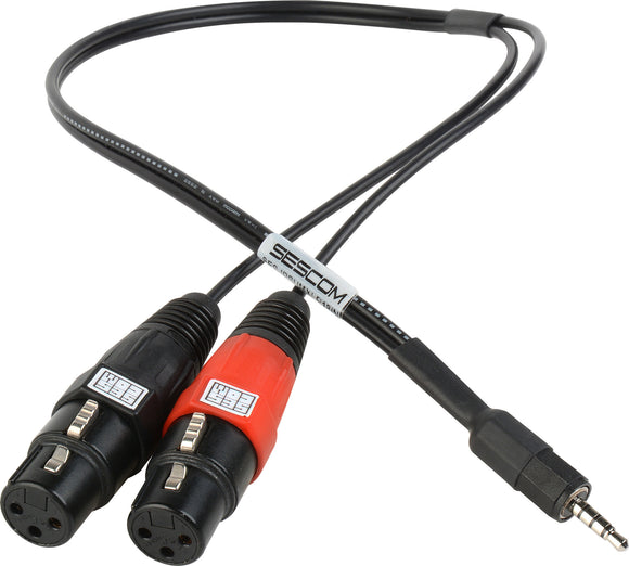 Sescom SES-IPSUMXLR12IN XLR to TRRS 3.5mm Plug Line to Mic Level iPhone / iPod / iPad Summing Cable