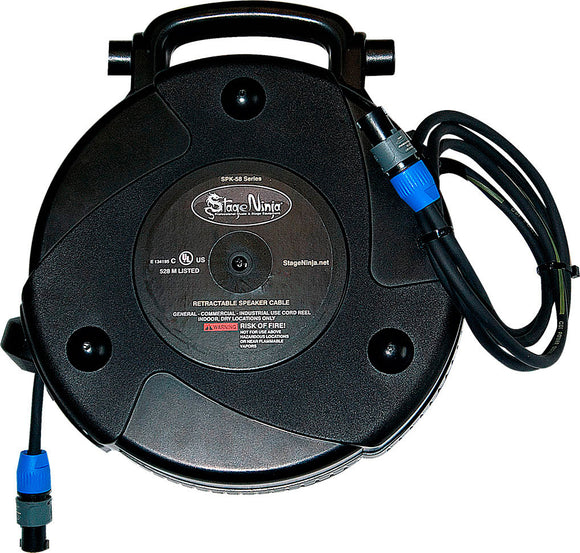 Stage Ninja SPK-58SP 58 Ft. Retractable Neutrik NL2FC to 1/4-Inch Speaker Reel