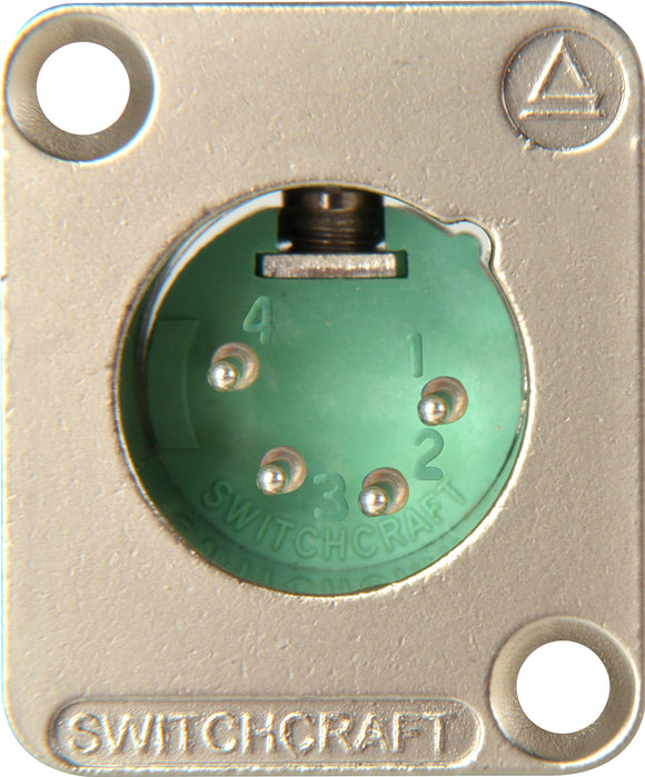 Switchcraft DE4M DE Series Panel Mount - XLR Male 4 Silver Pins Nickel Finish